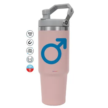 MALE, ΡΟΖ χρώματος Θερμός Ανοξείδωτο 890ml (30oz) με χερούλι