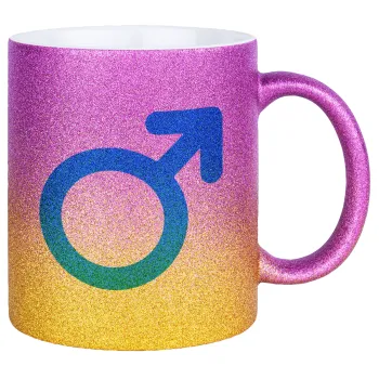 MALE, Κούπα Χρυσή/Ροζ Glitter, κεραμική, 330ml