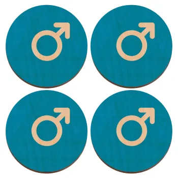 MALE, ΣΕΤ x4 Σουβέρ ξύλινα στρογγυλά plywood (9cm)
