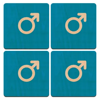 MALE, ΣΕΤ x4 Σουβέρ ξύλινα τετράγωνα plywood (9cm)