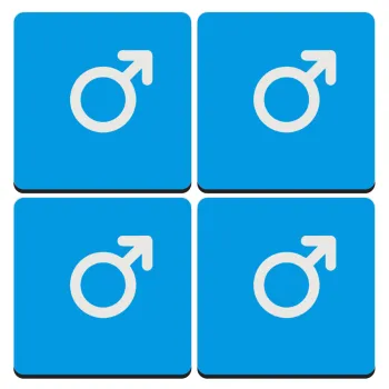 MALE, ΣΕΤ 4 Σουβέρ ξύλινα τετράγωνα (9cm)