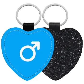 MALE, Μπρελόκ PU δερμάτινο glitter καρδιά ΜΑΥΡΟ