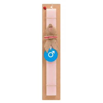 MALE, Easter Set, wooden keychain & scented flat Easter candle (30cm) (PINK)