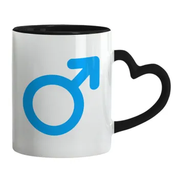 MALE, Κούπα καρδιά χερούλι μαύρη, κεραμική, 330ml