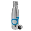 Metallic water bottle, stainless steel, 750ml
