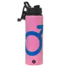 Metallic water bottle with safety lid, 850ml aluminum