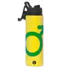 Metallic water bottle with safety lid, 850ml aluminum
