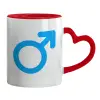Mug heart red handle, ceramic, 330ml