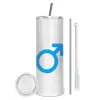 Tumbler stainless steel 600ml, with metal straw & cleaning brush