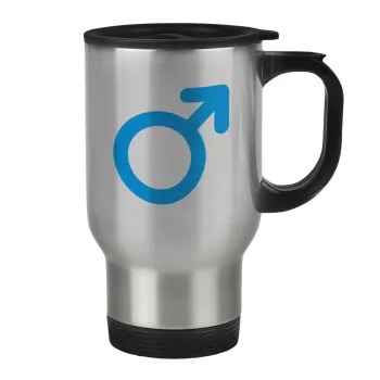MALE, Κούπα ταξιδιού ανοξείδωτη με καπάκι, διπλού τοιχώματος (θερμό) 450ml