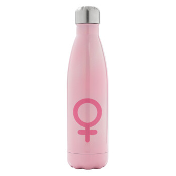 FEMALE, Μεταλλικό παγούρι θερμός Ροζ Ιριδίζον (Stainless steel), διπλού τοιχώματος, 500ml