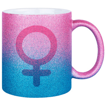 FEMALE, Κούπα Χρυσή/Μπλε Glitter, κεραμική, 330ml