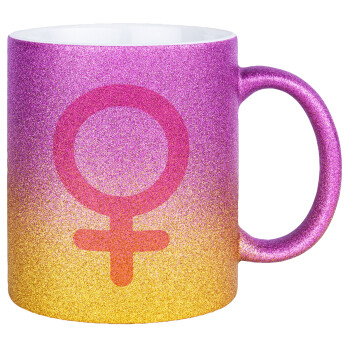 FEMALE, Κούπα Χρυσή/Ροζ Glitter, κεραμική, 330ml