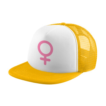 FEMALE, Καπέλο Ενηλίκων Soft Trucker με Δίχτυ Κίτρινο/White (POLYESTER, ΕΝΗΛΙΚΩΝ, UNISEX, ONE SIZE)