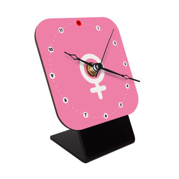 FEMALE, Επιτραπέζιο ρολόι ξύλινο με δείκτες (10cm)