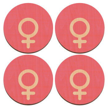 FEMALE, ΣΕΤ x4 Σουβέρ ξύλινα στρογγυλά plywood (9cm)