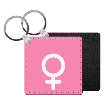 FEMALE, Μπρελόκ Δερματίνη, τετράγωνο ΜΑΥΡΟ (5x5cm)