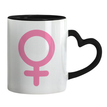 FEMALE, Mug heart black handle, ceramic, 330ml