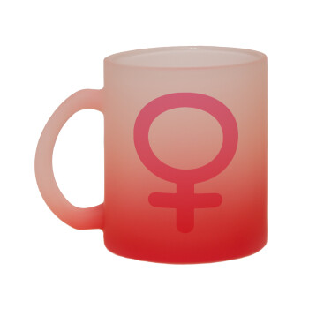 FEMALE, Κούπα γυάλινη δίχρωμη με βάση το κόκκινο ματ, 330ml