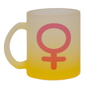 FEMALE, Κούπα γυάλινη δίχρωμη με βάση το κίτρινο ματ, 330ml