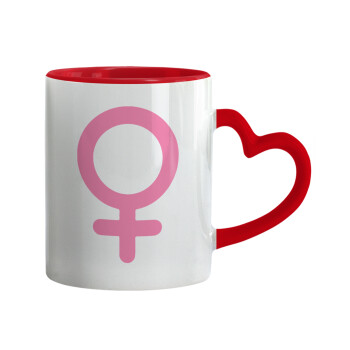 FEMALE, Mug heart red handle, ceramic, 330ml