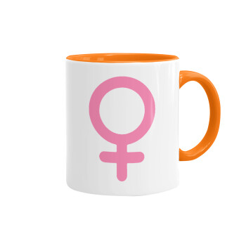FEMALE, Κούπα χρωματιστή πορτοκαλί, κεραμική, 330ml