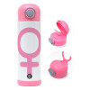 Children's hot water bottle, stainless steel, with safety straw, PINK (500ml)