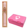 Easter Set, children's snack container PINK & scented flat Easter candle (30cm) (PINK)