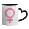 Mug heart black handle, ceramic, 330ml