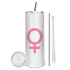 Tumbler stainless steel 600ml, with metal straw & cleaning brush