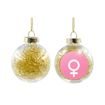FEMALE, Transparent Christmas tree ball ornament with gold filling 8cm