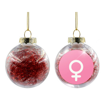 FEMALE, Χριστουγεννιάτικη μπάλα δένδρου διάφανη με κόκκινο γέμισμα 8cm