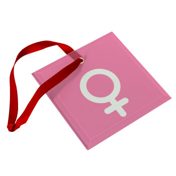 FEMALE, Christmas ornament, glass square ornament 9x9cm