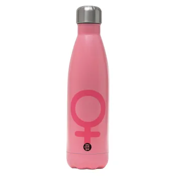 FEMALE, Metal mug thermos Pink Mat (Stainless steel), double wall, 500ml