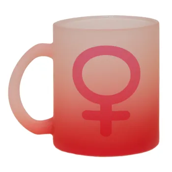 FEMALE, Κούπα γυάλινη δίχρωμη με βάση το κόκκινο ματ, 330ml