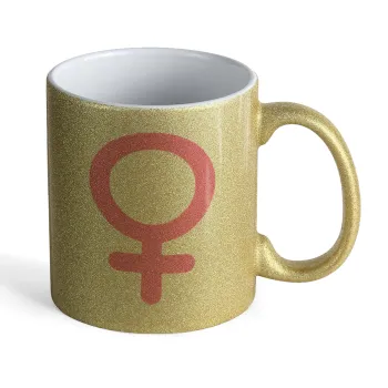 FEMALE, Κούπα Χρυσή Glitter που γυαλίζει, κεραμική, 330ml
