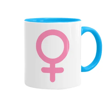 FEMALE, Κούπα χρωματιστή γαλάζια, κεραμική, 330ml
