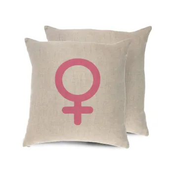 FEMALE, Μαξιλάρι καναπέ ΛΙΝΟ 40x40cm περιέχεται το  γέμισμα