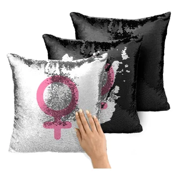 FEMALE, Μαξιλάρι καναπέ Μαγικό Μαύρο με πούλιες 40x40cm περιέχεται το γέμισμα