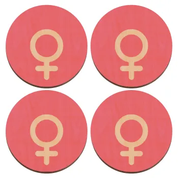FEMALE, ΣΕΤ x4 Σουβέρ ξύλινα στρογγυλά plywood (9cm)