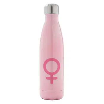 FEMALE, Μεταλλικό παγούρι θερμός Ροζ Ιριδίζον (Stainless steel), διπλού τοιχώματος, 500ml