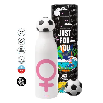 FEMALE, Μπάλα ποδοσφαίρου μεταλλικό παγούρι θερμός, διπλού τοιχώματος, 550ml