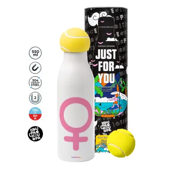 FEMALE, Μπάλα τένις μεταλλικό παγούρι θερμός, διπλού τοιχώματος, 550ml