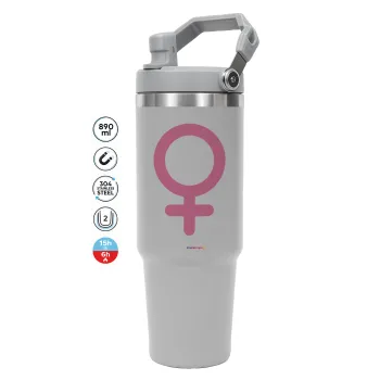 FEMALE, ΓΚΡΙ χρώματος Θερμός Ανοξείδωτο 890ml (30oz) με χερούλι