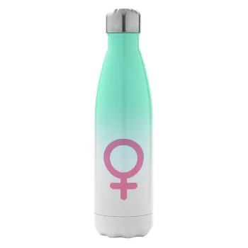 FEMALE, Metal mug thermos Green/White (Stainless steel), double wall, 500ml