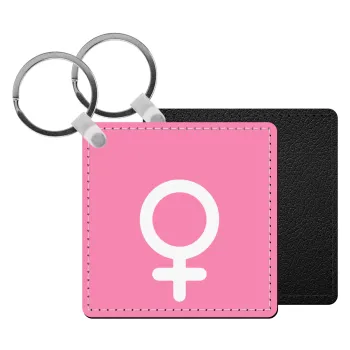 FEMALE, Μπρελόκ Δερματίνη, τετράγωνο ΜΑΥΡΟ (5x5cm)