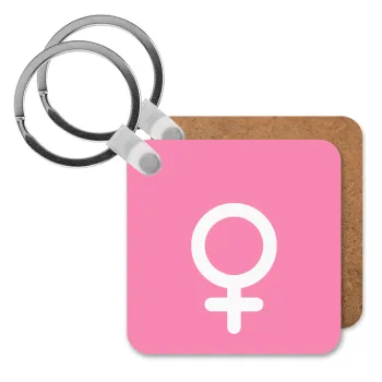 FEMALE, Μπρελόκ Ξύλινο τετράγωνο MDF