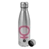 Metallic water bottle, stainless steel, 750ml