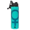 Metallic water bottle with safety lid, 850ml aluminum