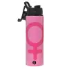 Metallic water bottle with safety lid, 850ml aluminum